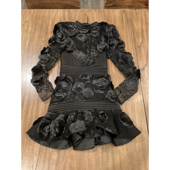 Zhivago THE VENDETTA Embellished Floral Mesh Minidress black size 2 - Picture 7 of 16